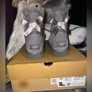 Gray Ugg Mini Bailey Bow Boot